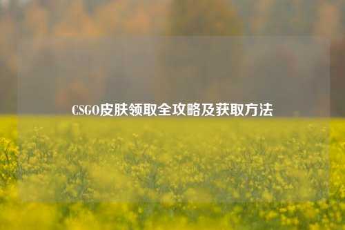 CSGO皮肤领取全攻略及获取方法