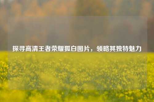 探寻高清王者荣耀狐白图片，领略其独特魅力