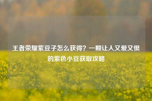 王者荣耀紫豆子怎么获得?一颗让人又爱又恨的紫色小豆获取攻略