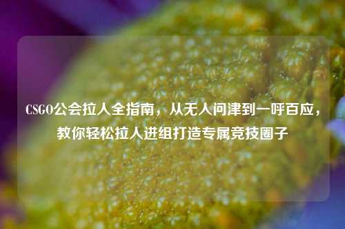 CSGO公会拉人全指南，从无人问津到一呼百应，教你轻松拉人进组打造专属竞技圈子