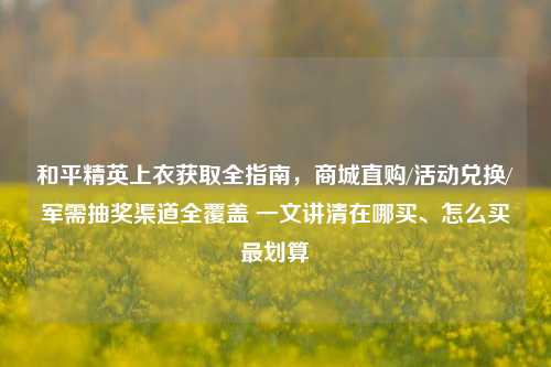 和平精英上衣获取全指南,商城直购/活动兑换/军需抽奖渠道全覆盖 一文讲清在哪买、怎么买最划算