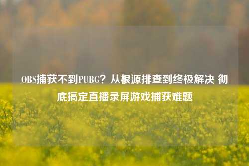 OBS捕获不到PUBG？从根源排查到终极解决 彻底搞定直播录屏游戏捕获难题