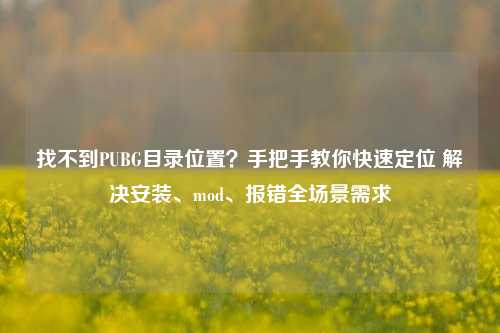 找不到PUBG目录位置?手把手教你快速定位 解决安装、mod、报错全场景需求